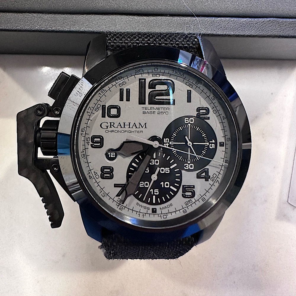 Graham Chronofighter Oversized with original box and unsigned papers.